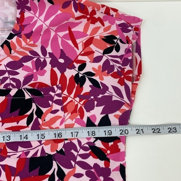 Lands'End Cotton Pullover Dress Leaf Print Cap Sleeve Women's Medium - Picture 7 of 13